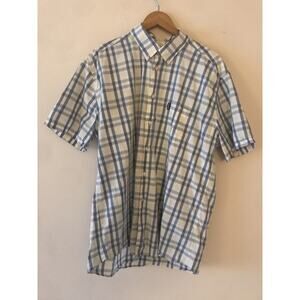 BARBOUR Aqua Yellow Tattersall 100% Cotton Short Sleeve Cotton Shirt XXL NWT $89